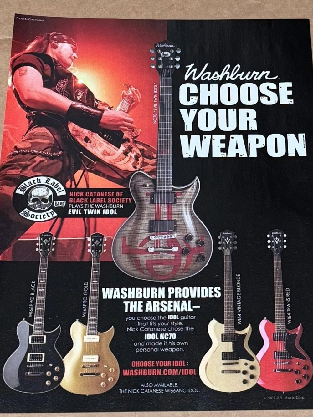 Washburn Guitars - Nick Catanese of Black Label Society - 2007 Print Ad